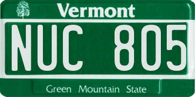 VT license plate NUC805