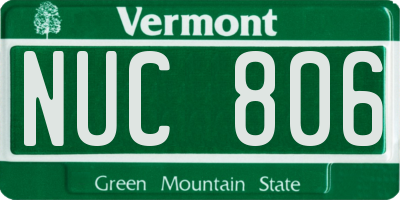 VT license plate NUC806