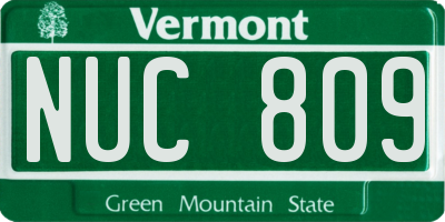 VT license plate NUC809