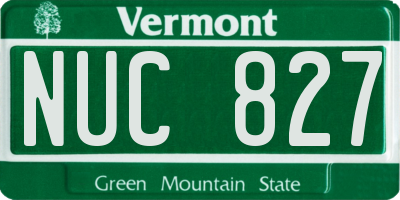 VT license plate NUC827