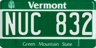 VT license plate NUC832