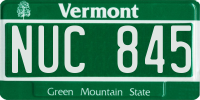 VT license plate NUC845