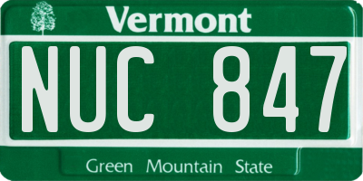 VT license plate NUC847