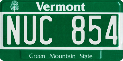 VT license plate NUC854