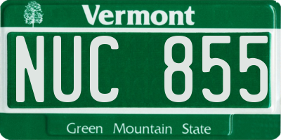 VT license plate NUC855
