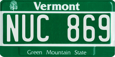 VT license plate NUC869