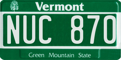 VT license plate NUC870