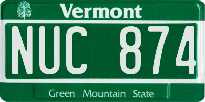 VT license plate NUC874