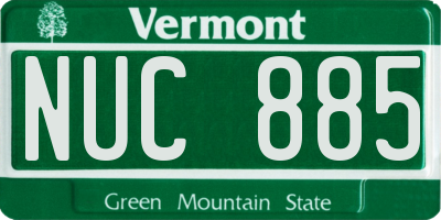 VT license plate NUC885