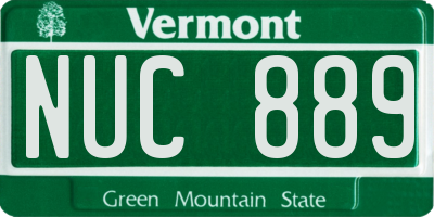 VT license plate NUC889