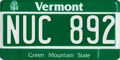 VT license plate NUC892