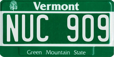 VT license plate NUC909