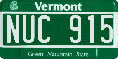 VT license plate NUC915