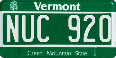 VT license plate NUC920