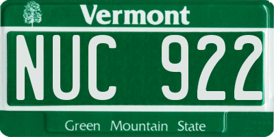 VT license plate NUC922
