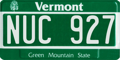 VT license plate NUC927