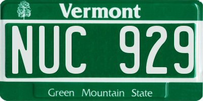 VT license plate NUC929