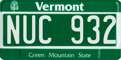 VT license plate NUC932
