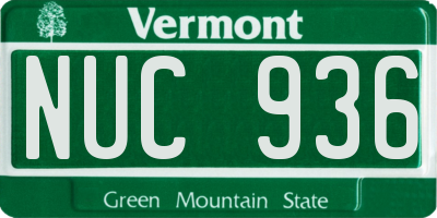 VT license plate NUC936