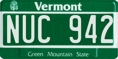 VT license plate NUC942