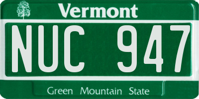 VT license plate NUC947