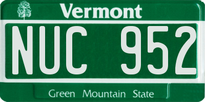 VT license plate NUC952