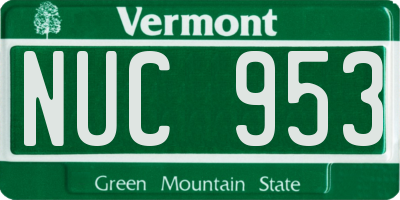VT license plate NUC953