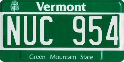 VT license plate NUC954