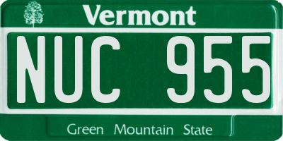 VT license plate NUC955