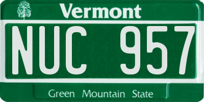 VT license plate NUC957