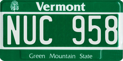 VT license plate NUC958