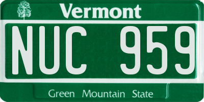 VT license plate NUC959