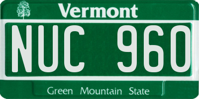 VT license plate NUC960