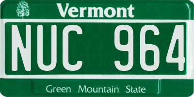 VT license plate NUC964