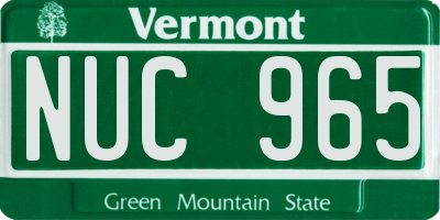 VT license plate NUC965