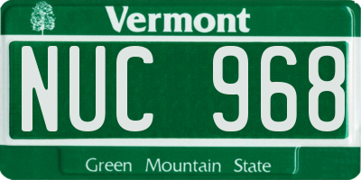 VT license plate NUC968