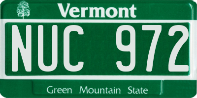 VT license plate NUC972