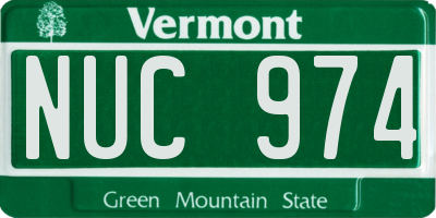 VT license plate NUC974
