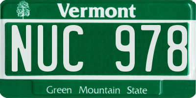 VT license plate NUC978
