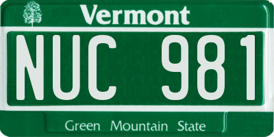 VT license plate NUC981