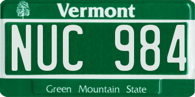 VT license plate NUC984