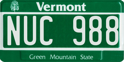 VT license plate NUC988
