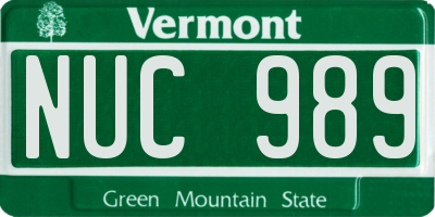 VT license plate NUC989