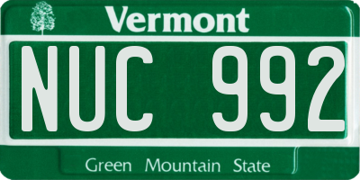 VT license plate NUC992