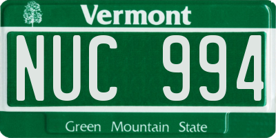 VT license plate NUC994
