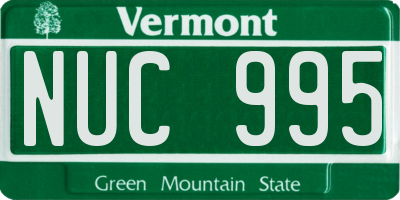VT license plate NUC995