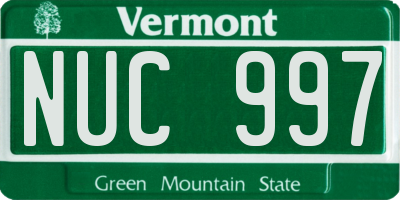 VT license plate NUC997