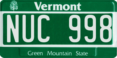 VT license plate NUC998