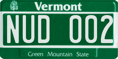 VT license plate NUD002