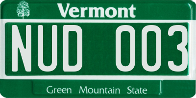 VT license plate NUD003